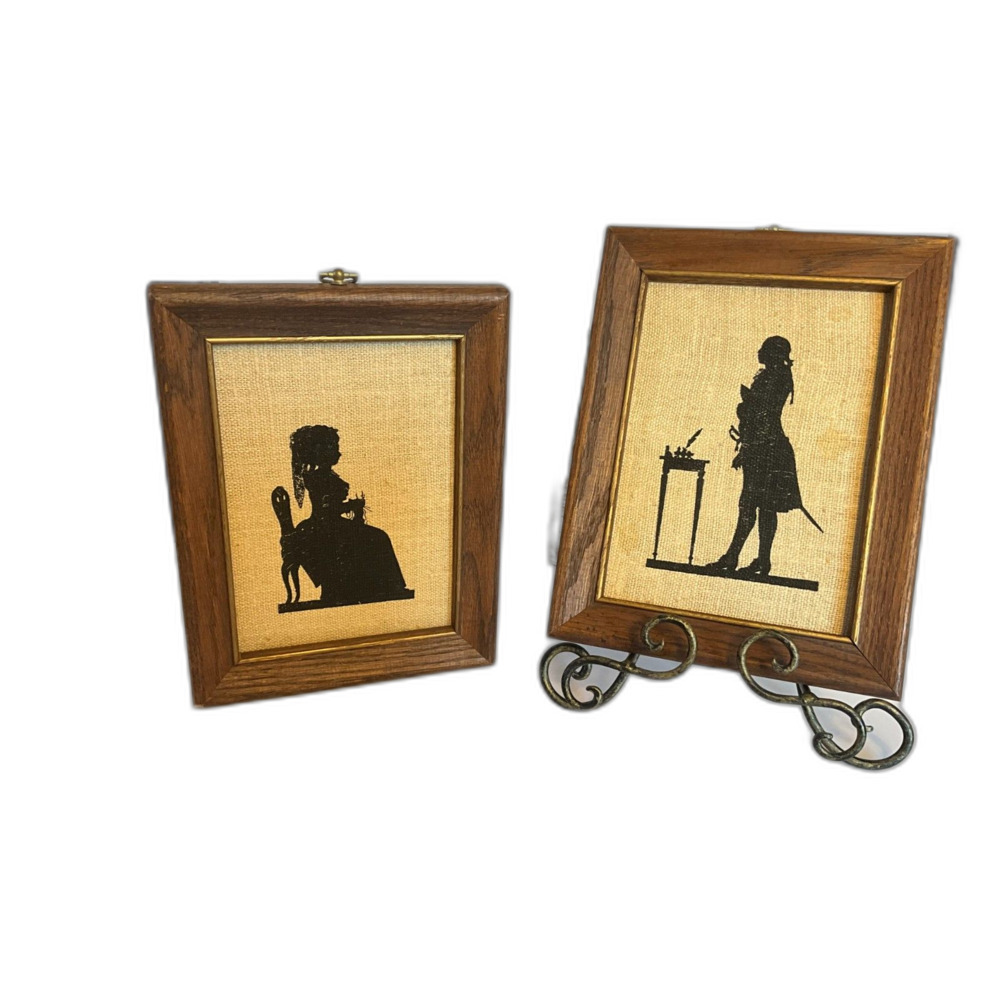 Vintage Kay Dee Handprints Silhouettes Linen art background framed must see